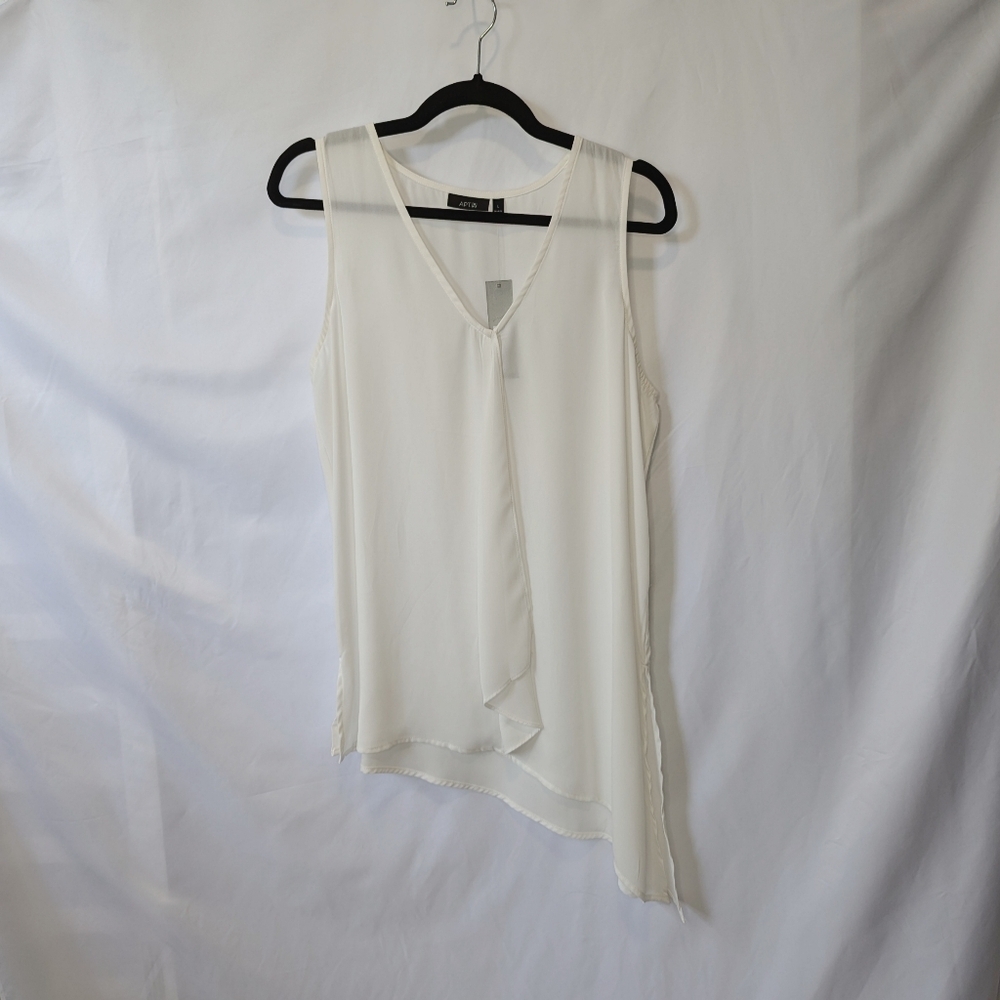 NWT Apt 9 Women's White Asymmetrical Flowy Tank, Size Large